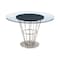 Homeroots 48" Clear And Silver Glass And Stainless Steel Pedestal Base Round Top Dining Table 569437 - alternate 9
