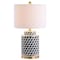 Jonathan Y Ellie 24.5" Tumbling Block Ceramic/Metal LED Table Lamp, Black/White JYL3048A - alternate 1