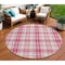 Homeroots 8' Blush Ivory And Copper Round Plaid Washable Indoor Outdoor Area Rug 597089 - alternate 1