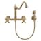 Whitehaus Collection Vintage III Plus Wall Mount Faucet with a  Long Traditional Swivel Spout, and Solid Brass Side Spray WHKWCR3-9402-NT-AB - alternate 7