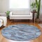 Homeroots 8' Denim Blue And Blue Round Abstract Washable Indoor Outdoor Area Rug 609240 - alternate 8