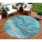 Homeroots 8' Teal Blue Gray And Ivory Round Abstract Washable Indoor Outdoor Area Rug 618210 - alternate 1