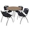 Regency Round Kahlo Breakroom Table W/ 4 M Stack Chairs, 42 in W, 42 in L, Noble Oak TPL42RNDNOCM47BK - alternate 1