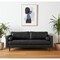 Homeroots 88" Black Leather Sofa And Toss Pillows With Brown Legs 607326 - alternate 5