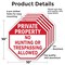 Signmission Private Property No Hunting or Tres, 10 inch X 10 inch, Aluminum Metal Signs, 5PK OC-A-5Pack-10-153 - alternate 6