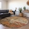 Homeroots 8' Khaki Brown And Copper Round Abstract Washable Indoor Outdoor Area Rug 606136 - alternate 8