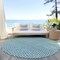 Homeroots 8' Teal Blue And Silver Round Geometric Washable Indoor Outdoor Area Rug 594511 - alternate 8