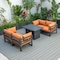 Leisuremod Chelsea 5-Piece Sectional Loveseat and Fireplace Set Black Aluminum with Orange Cushions CSFCBL-4OR - alternate 9