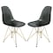 Leisuremod Cresco Plastic Dining Side Chair with Gold Base, Transparent Black, 2PK CR19TBLG2 - alternate 1