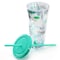 Gibson Home Tropical Sway Vineyard 6Pc 24Oz Double Wall Plastic Tumbler Set with Lid & Straw in Teal 136425.01 - alternate 5