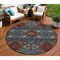 Homeroots 8' Denim Blue Brick Red And Brown Round Oriental Washable Indoor Outdoor Area Rug 597682 - alternate 1