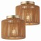 Jonathan Y Omar 8 in. 1-Light Modern Bohemian Metal and Straight Woven Paper Rope Drum LED Flush Mount, Nat, 2PK JYL1222A-SET2 - alternate 1