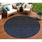 Homeroots 8' Navy Blue And Charcoal Round Abstract Washable Indoor Outdoor Area Rug 588956 - alternate 1
