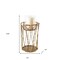 Homeroots 8" Antiqued Brass Distressed Geometric Metal And Glass Tabletop Hurricane Candle Holder 608518 - alternate 5