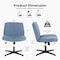 Yssoa Criss Cross Chair Legged, Home Office Desk Chair No Wheels Armless, Wide Seat Swivel Vanity C 3A88FNCHAIROFFICEBLU01 - alternate 7