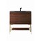 James Martin Vanities 35.4'' Single Vanity, Mid-Century Wlnt, Champagne Brass Base w/ Charcoal Black Composite Stone Top 805-V35.4-W-CB-CH - alternate 1
