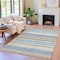 Homeroots 10' X 14' Navy Blue And Beige Striped Washable Indoor Outdoor Area Rug 632232 - alternate 5