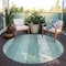 Homeroots 8' Pale Aqua And Teal Blue Round Striped Washable Indoor Outdoor Area Rug 617850 - alternate 7