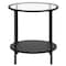 Homeroots 22" Black And Clear Glass And Steel Round End Table With Shelf 544199 - alternate 9