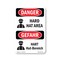 Signmission OSHA Danger Sign, Hard Hat Area Bilingual, 14in X 10in Decal, OS-DS-D-1014-VG-1292 OS-DS-D-1014-VG-1292 - alternate 1