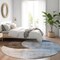 Homeroots 8' Denim Blue Brown And Beige Round Geometric Washable Indoor Outdoor Area Rug 604907 - alternate 8