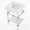 Kingston Brass 20" Ceramic Console Sink with Brass Legs and Shelf, 1-Hole, White/Polished Nickel KVPBH2018W16 - alternate 1