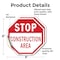Signmission Stop Construction Area, 6 inch X 6 inch, Vinyl Decal, 2PK OC-D-2PACK-6-43 - alternate 4