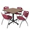 Regency Square Kobe Breakroom Table W/ 4 M Stack Chairs, 36 in W, 36 in L, Noble Oak TKB3636NO47BY - alternate 1