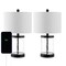 Jonathan Y Alexander 21" Modern Designer Iron/Water Glass LED Table Lamp w/ USB A+C Charging Ports, Black/C, 2PK JYL4058A-SET2 - alternate 6