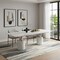 Homeroots 136" White Glass and Marble Double Pedestal Base Dining Table 722445 - alternate 1