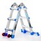 Wrightmaster 11ft Reach Aluminum Multi-Position Ladder w/ Wheels and Stabilizer Bar, 330 lbs. Load Capacity Blue ZOR-11FT-BU - alternate 1