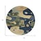 Homeroots 8' Navy Blue Gold And Olive Green Round Abstract Washable Indoor Outdoor Area Rug 630605 - alternate 6