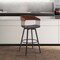 Armen Living Athena 31in Swivel Walnut Wood Bar Stool in Black Faux Leather with Black Metal LCATBAWABLK30 - alternate 8