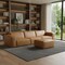 Homeroots 122" Sienna Leather Sofa With Ottoman With Brown Legs 641056 - alternate 5