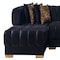 Homeroots Black Velvet U Shaped Three Piece Sofa and Chaise Sectional With Toss Pillows 643884 - alternate 9