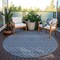 Homeroots 8' Navy Blue And Ivory Round Chevron Washable Indoor Outdoor Area Rug 612282 - alternate 7