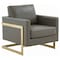 Leisuremod Lincoln Leather Accent Armchair with Gold Frame, Grey LA31GR-L - alternate 1