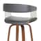 Armen Living Topanga 30.5in Swivel Walnut Wood Bar Stool in Gray Faux Leather with Golden Bronze Metal LCTOBAWAGRY30 - alternate 7