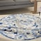 Homeroots 4' Blue And Gray Round Floral Indoor Outdoor Area Rug 546639 - alternate 9