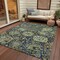 Homeroots 9' X 12' Fern Green And Blue Damask Washable Indoor Outdoor Area Rug 609070 - alternate 9
