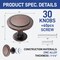 Lifemaster Oil Rubbed Bronze Cabinet Knobs, Zinc Alloy, Rust-Proof, 60 Screws Included, 30PK LMKNBGLD30 - alternate 5