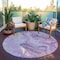 Homeroots 8' Purple And Ivory Round Abstract Washable Indoor Outdoor Area Rug 617604 - alternate 8