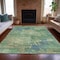 Homeroots 10' X 14' Teal Blue Beige And Denim Blue Abstract Washable Indoor Outdoor Area Rug 630752 - alternate 6