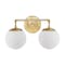 Jonathan Y Louis Parisian Globe 15" 2-Light Metal/Frosted Glass Modern Contemporary LED Vanity Light, Gold Paint JYL3535A - alternate 12