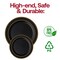 Smarty Had A Party 7.5" Black with Gold Edge Rim Plastic Appetizer/Salad Plates (120 Plates), 120PK 117BG-CASE - alternate 10
