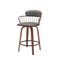 Homeroots 26" Gray And Wood Brown Faux Leather Swivel Low Back Counter Height Bar Chair 534441 - alternate 9