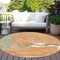 Homeroots 8' Orange Green And Beige Round Abstract Washable Indoor Outdoor Area Rug 602655 - alternate 9