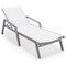 Leisuremod Marlin Grey Aluminum Patio Chaise Lounge Chair With Arms Set of 2 with Square Fire Pit Table, White MLAGRCF21-77W2 - alternate 9