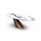 Homeroots 94" Gold Gray White and Bronze Ceramic and Steel Pedestal Base Oval Dining Table 718895 - alternate 4