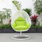 Leisuremod White Wicker Hanging Egg Swing Chair with Light Green Cushions ESCW-40LG - alternate 9